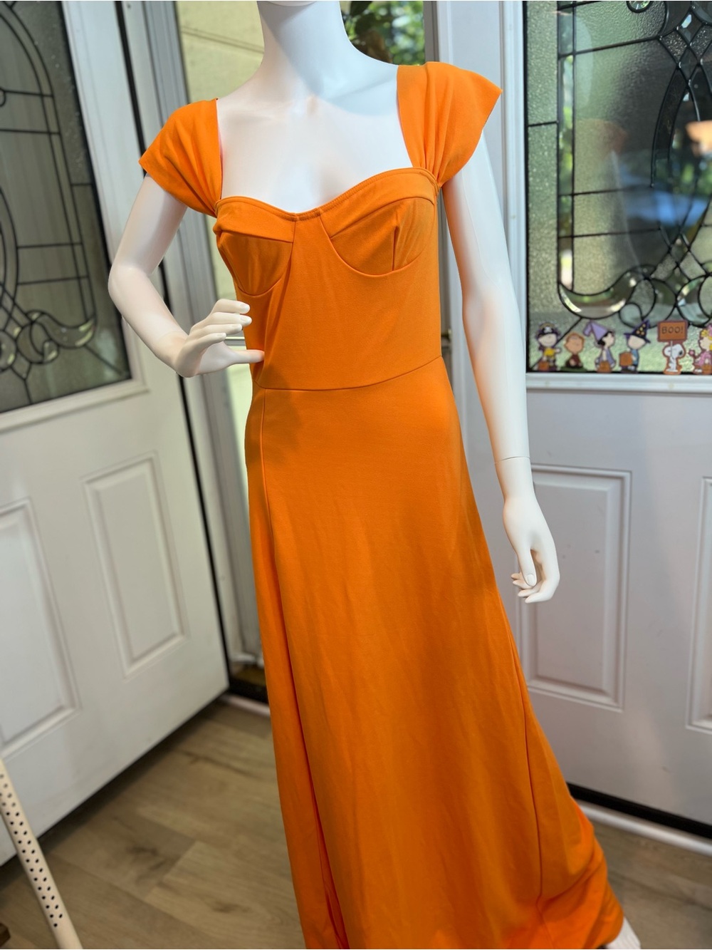 PrettyLittleThing Orange Maxi Dress with Front Slit